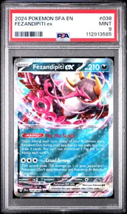 2024 POKEMON SFA EN-SHROUDED FABLE #038 FEZANDIPITI EX PSA 9 - Image 1