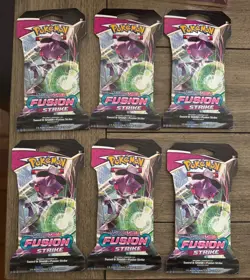 Pokemon TCG Sword & Shield Fusion Strike Sleeved Booster Pack Lot of 6 - Image 1