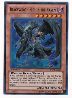 Yugioh Blackwing - Elphin the Raven BPW2-EN026 Super Rare 1st Ed NM - Image 1