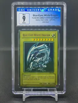 Yugioh Blue-Eyes White Dragon SDK-001 Ultra Rare MAX Faded Error CGC 9 Card TCG - Image 1