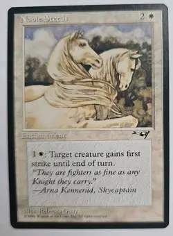 MTG Magic The Gathering Card Noble Steeds Enchantment White Alliances 1996 - Image 1