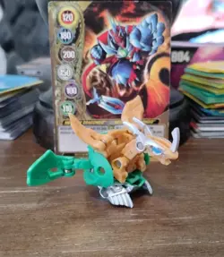 Bakugan Subterra/Ventus Mercury Dragonoid Tan/Green Mechtanium Surge W/ Card! - Image 1