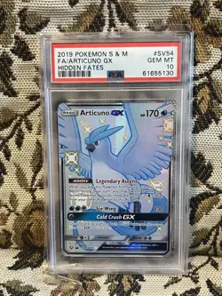2019 Pokemon Sun & Moon Hidden Fates ARTICUNO FULL ART GX #SV54 PSA 10 GEM MINT! - Image 1