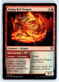 FOIL Young Red Dragon Bathe in Gold Baldur's Gate - MTG Magic the Gathering Card - Image 1