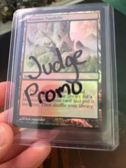 MTG Magic the Gathering Wooded Foothills Judge Promo Foil Card NM Condition - Image 2