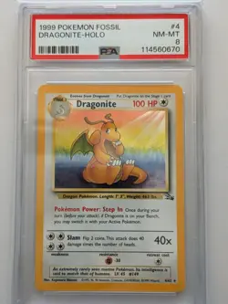 Pokemon TCG Dragonite Holo Rare Card 4/62 Fossil PSA 8 NM Vintage - Image 1