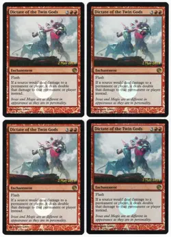 Dictate of the Twin Gods x4 4x 2014 Journey into Nyx FOIL Launch Promo MTG NM A2 - Image 1