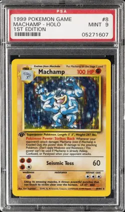 1999 POKEMON BASE SET 1ST EDITION #8 MACHAMP-HOLO PSA 9 - Image 1