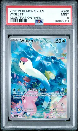 2023 POKEMON SVI EN-SCARLET & VIOLET ILLUSTRATION RARE #206 WIGLETT PSA 9 - Image 1