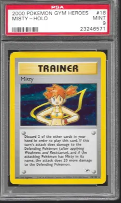 Pokemon Misty Gym Heroes Unlimited Holo Rare #18 PSA 9 Mint - Image 1