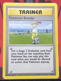 Pokemon Breeder Trainer 76/102 Base Set WOTC Pokemon TCG Regular Rare 1999 NM - Image 3