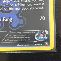 Pokemon TCG Card Team Aqua's Sharpedo Double Crisis 21/34 Holo Rare - Image 2