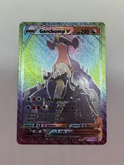 Garchomp V Full Art Rainbow Foil Fan Art Card TG23/TG30 Display Card NM/M - Image 1