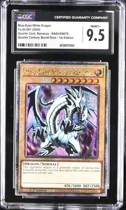 Yugioh! Blue-Eyes White Dragon RA03-EN079 Quarter Century Rare CGC 9.5 MINT+ - Image 1