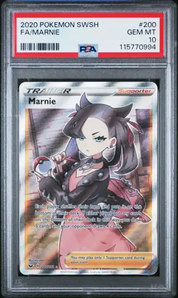 2020 POKEMON SWORD & SHIELD #200 FULL ART/MARNIE PSA 10 - Image 1