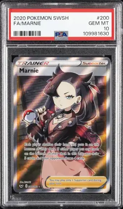 2020 POKEMON SWORD & SHIELD #200 FULL ART/MARNIE PSA 10 - Image 1