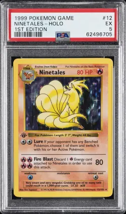1999 POKEMON BASE SET 1ST EDITION #12 NINETALES-HOLO PSA 5 - Image 1