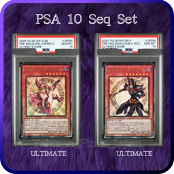 PSA 10 Dark Magician Girl & Dark Magician Ultimate Rare card set embossed holo - Image 1