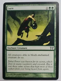 MTG Magic The Gathering Card Lure Enchant Creature Green Champions Of Kamigawa - Image 1