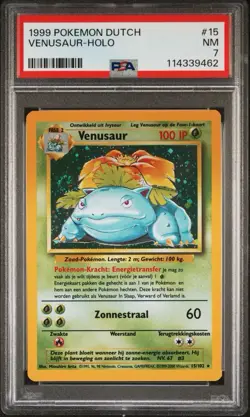 1999 Pokemon DUTCH Unlimited Base Set Venusaur Holo 15/102 PSA 7 NM - Image 1