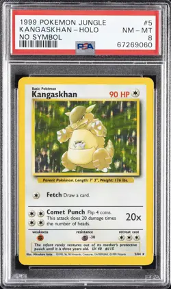 1999 POKEMON JUNGLE NO SYMBOL #5 KANGASKHAN-HOLO PSA 8 - Image 1