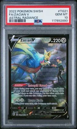 PSA 10 GEM MINT Zacian V TG21/TG30 Pokemon Astral Radiance Trainer Gallery - Image 1