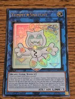 Yugioh Yummy Snatchy JUSH-EN022 Ultra Rare 1st Edition Justice Hunters Near Mint - Image 1