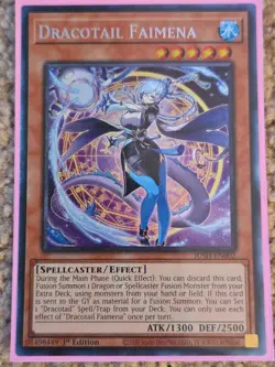 Yugioh! JUSH-EN002 “Dracotail Faimena” Collector’s Rare NM In Hand - Image 1