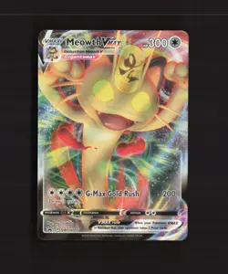 Meowth VMAX SWSH005 Sword & Shield Full Art Black Star Promo Pokemon Card NM - Image 1