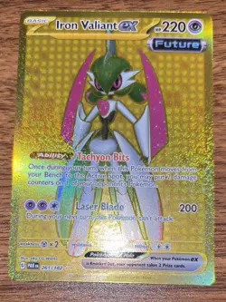 POKEMON TCG Paradox Rift IRON VALIANT EX UR Gold Ultra Rare Card 261/182 - Image 1