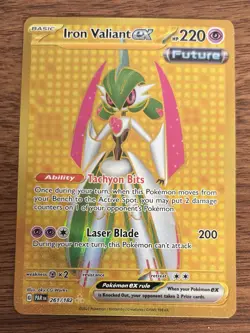 POKEMON TCG Paradox Rift IRON VALIANT EX UR Gold Ultra Rare Card 261/182 - Image 2