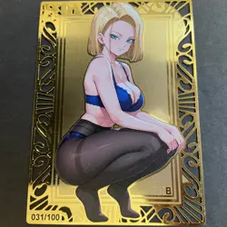 Goddess Story Gold METAL Card - Double Sidded - Serial Number #/100 - Android 18 - Image 1