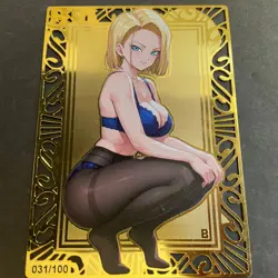 Goddess Story Gold METAL Card - Double Sidded - Serial Number #/100 - Android 18 - Image 4