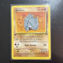 Rhyhorn 61/64 1st Edition NM Near Mint Jungle Set Non-Holo Pokemon Card - Image 1