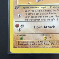 Rhyhorn 61/64 1st Edition NM Near Mint Jungle Set Non-Holo Pokemon Card - Image 3