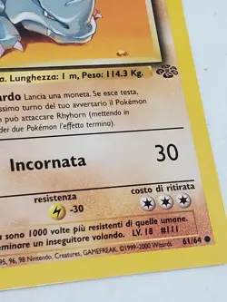Rhyhorn 61/64 1st Edition NM Near Mint Jungle Set Non-Holo Pokemon Card - Image 2