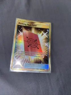 Peeking Red Card 169/156 SM Ultra Prism Full Art Pokemon Card NEAR MINT TCG - Image 1