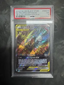 2019 Pokemon Moltres Zapdos Articuno GX #SM210 Promo Tag Team Black Star PSA 5 - Image 1
