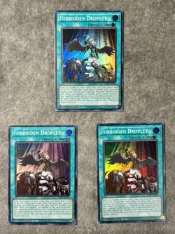 ** 3X FORBIDDEN DROPLET 3X ** PLAYSET SUPER RARE 1ST EDITION RA01-EN064 YUGIOH! - Image 1