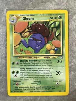 Gloom 36/111 Pokemon TCG Neo Genesis Vintage WOTC Card Regular (Light Play) 1 - Image 1