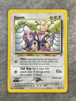 Aipom 26/111 Pokemon TCG Neo Genesis Vintage WOTC Card Regular (Light Play) - Image 1