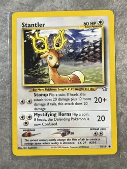 Stantler 76/111 Pokemon TCG Neo Genesis Vintage WOTC Card Regular (Light Play) 2 - Image 1