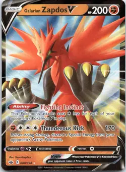 Galarian Zapdos V 080/198 Chilling Reign Ultra Rare Pokemon Card Holo Foil - Image 1