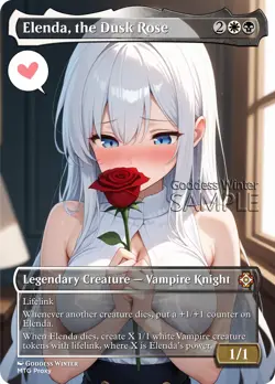 MTG - Elenda, the Dusk Rose - Fanart Borderless Style - EDH / Playtest - Image 1