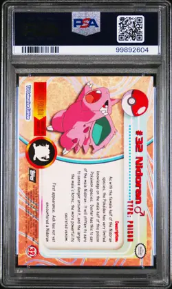 1999 TOPPS POKEMON TV FOIL #32 NIDORAN PSA 9 - Image 2