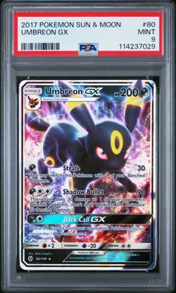 2017 POKEMON SUN & MOON UMBREON GX #80 PSA 9 MINT #114237029 - Image 1