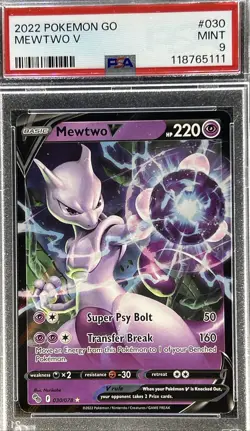 2022 Pokemon GO *** MEWTWO V *** #30 Holo Rare 💎 PSA 9 💎 - Image 1