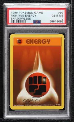 Fighting Energy Shadowless Pokemon Base Set PSA 10 GEM MT 1999 0l24 - Image 1