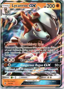 Pokemon Lycanroc GX Holo Ultra Sun & Moon Guardians Rising 74/145 - Image 1