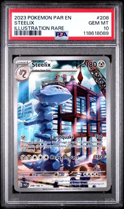 2023 POKEMON PAR EN-PARADOX RIFT 208 STEELIX ILLUSTRATION RARE PSA 10 - Image 1